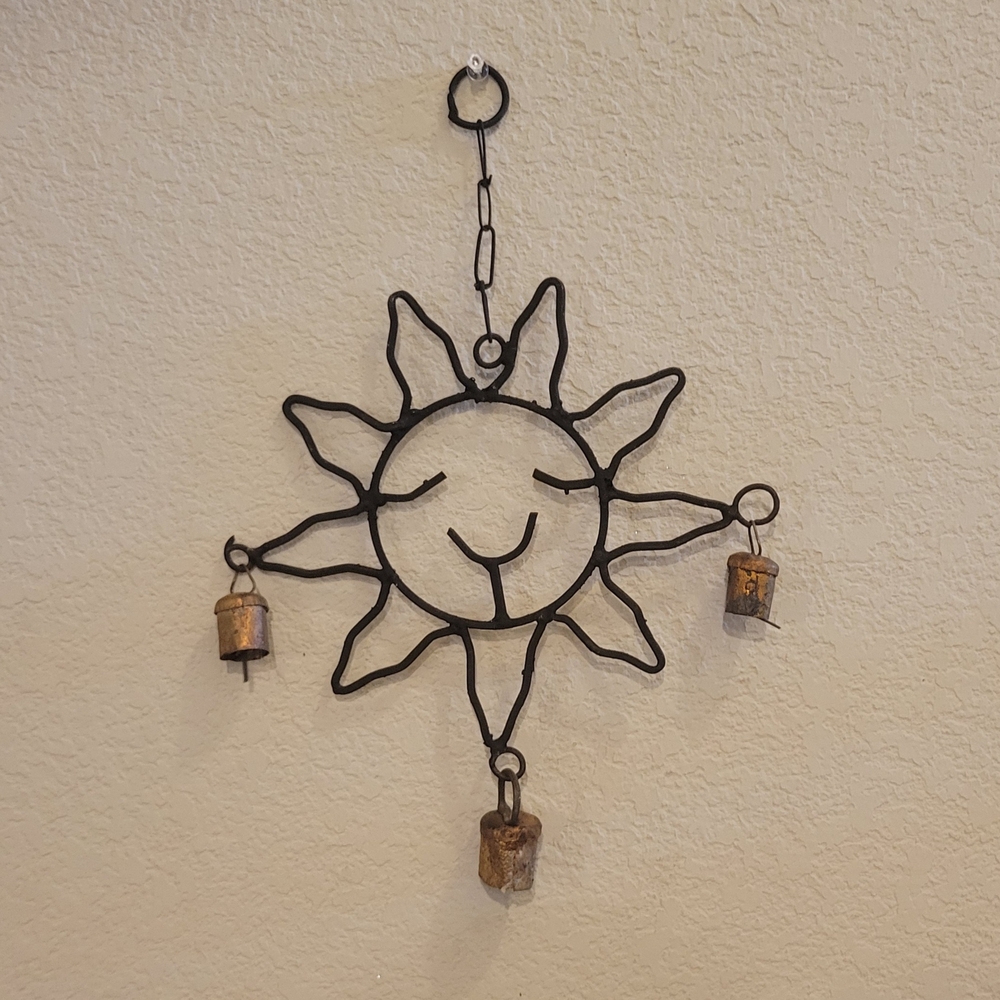 Sunburst Metal Wall Hanging/Windchime w/Bells